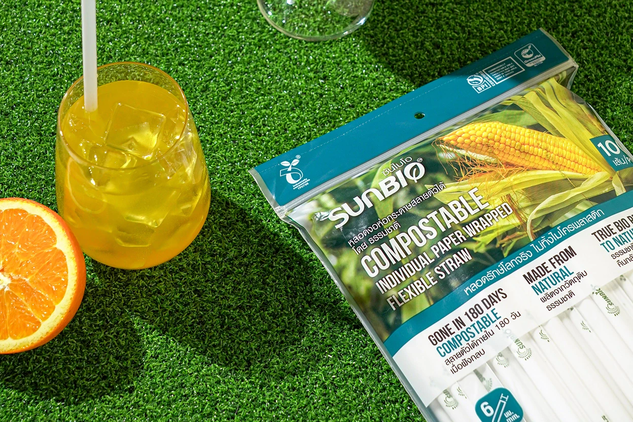 Compostable Paper Wrapped Flexible Straw