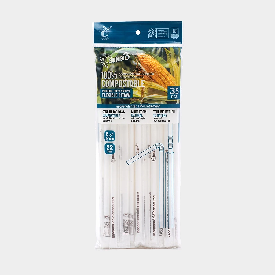 Compostable Paper Wrapped Flexible Straw